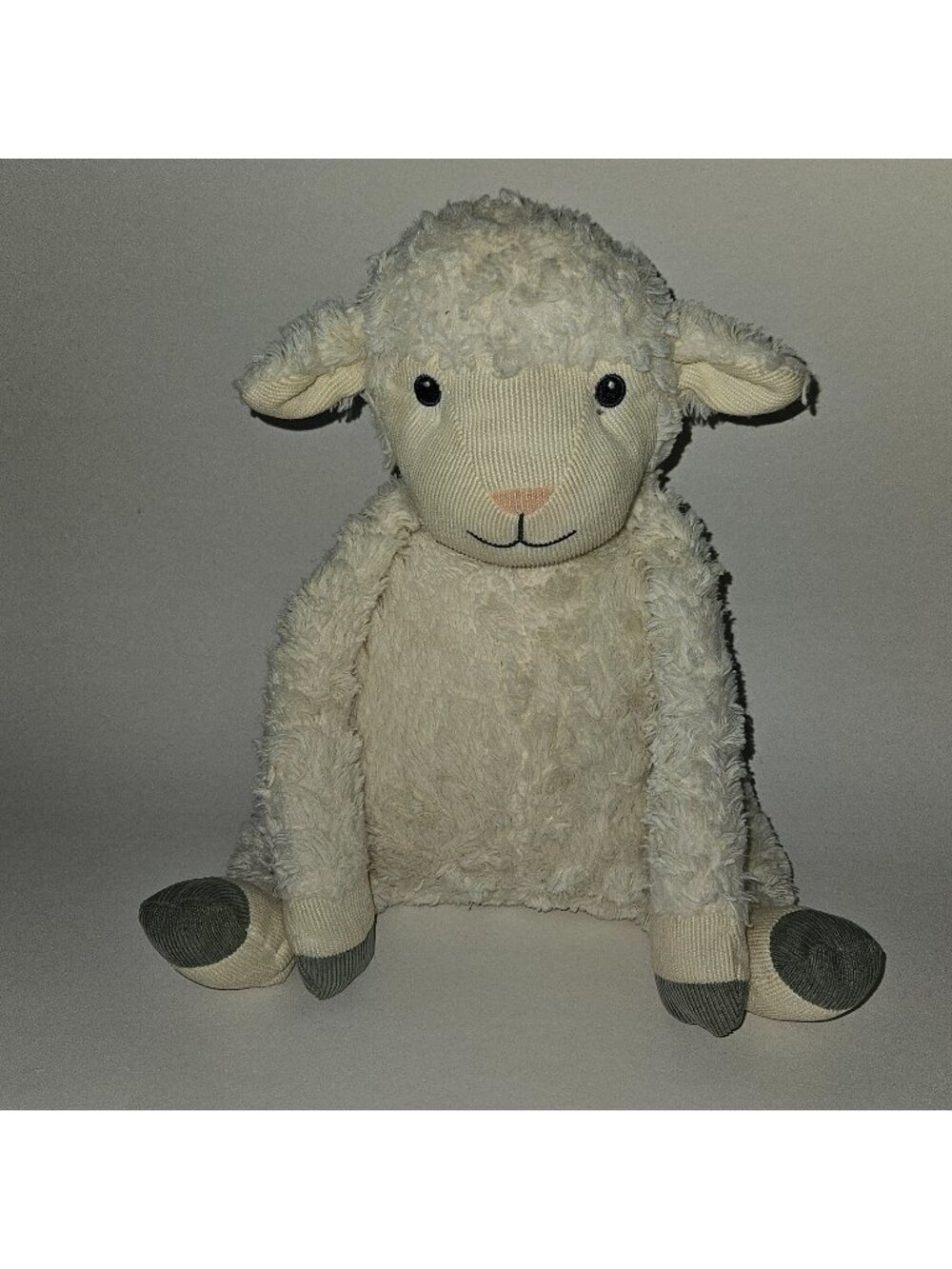 First Impressions White Sheep Lamb Plush Lovey 11" Stuffed Toy Ribbed Face Feet